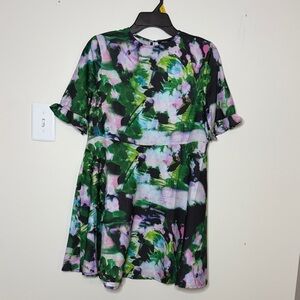 Nasty Gal Multicolor Floral Brushstroke Mini Dress